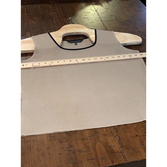 Ming Wang Tan Sleeveless Tank Top Size PL TAUPE/BLACK NEW WITH TAGS Von Maur $48 - Picture 5 of 10